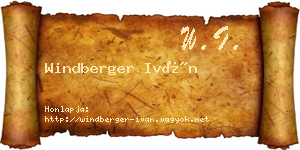 Windberger Iván névjegykártya